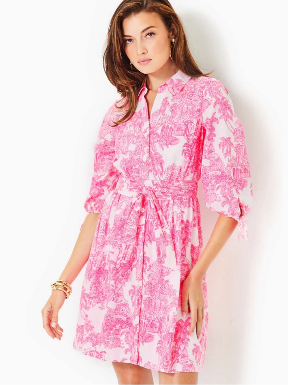 Lilly Pulitzer Amrita Neon Pink Shirt Dress Limited Edition 8